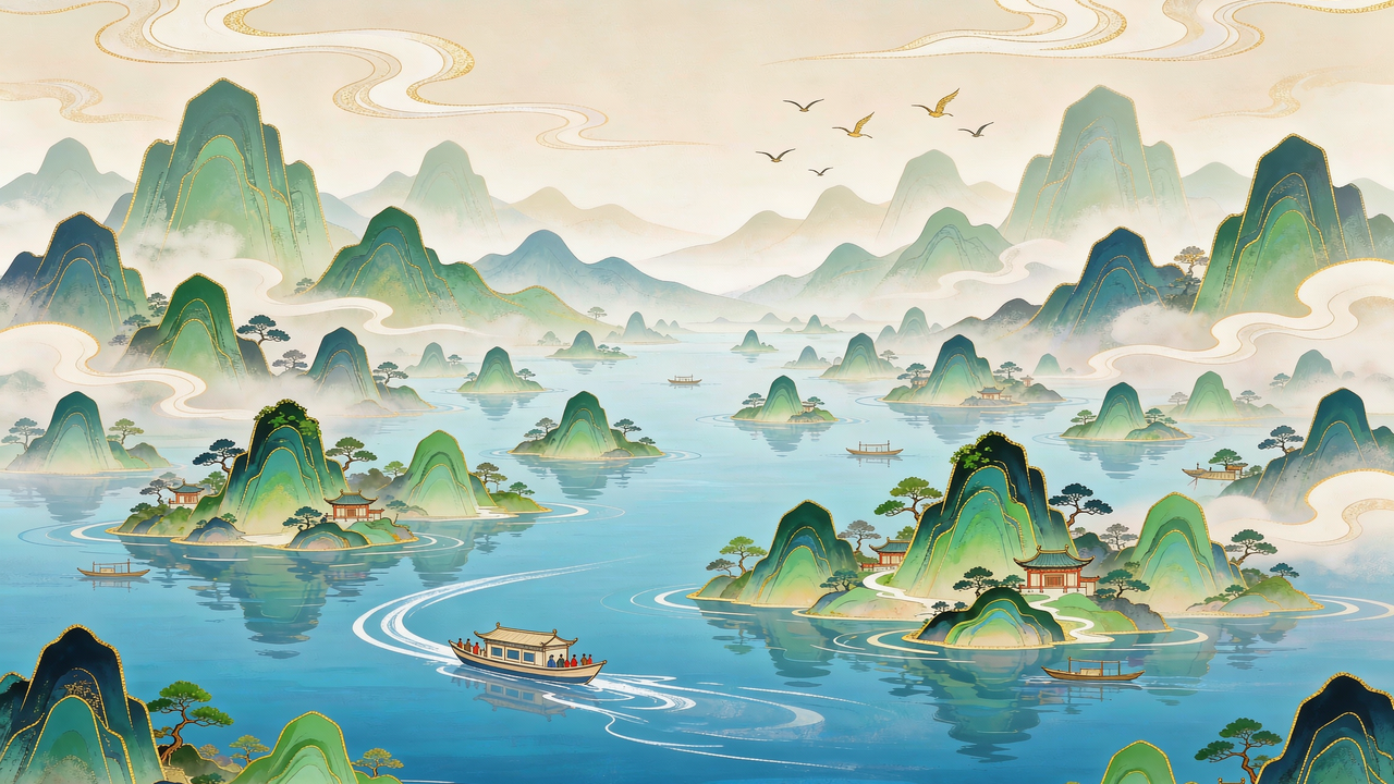 千岛湖群岛插画